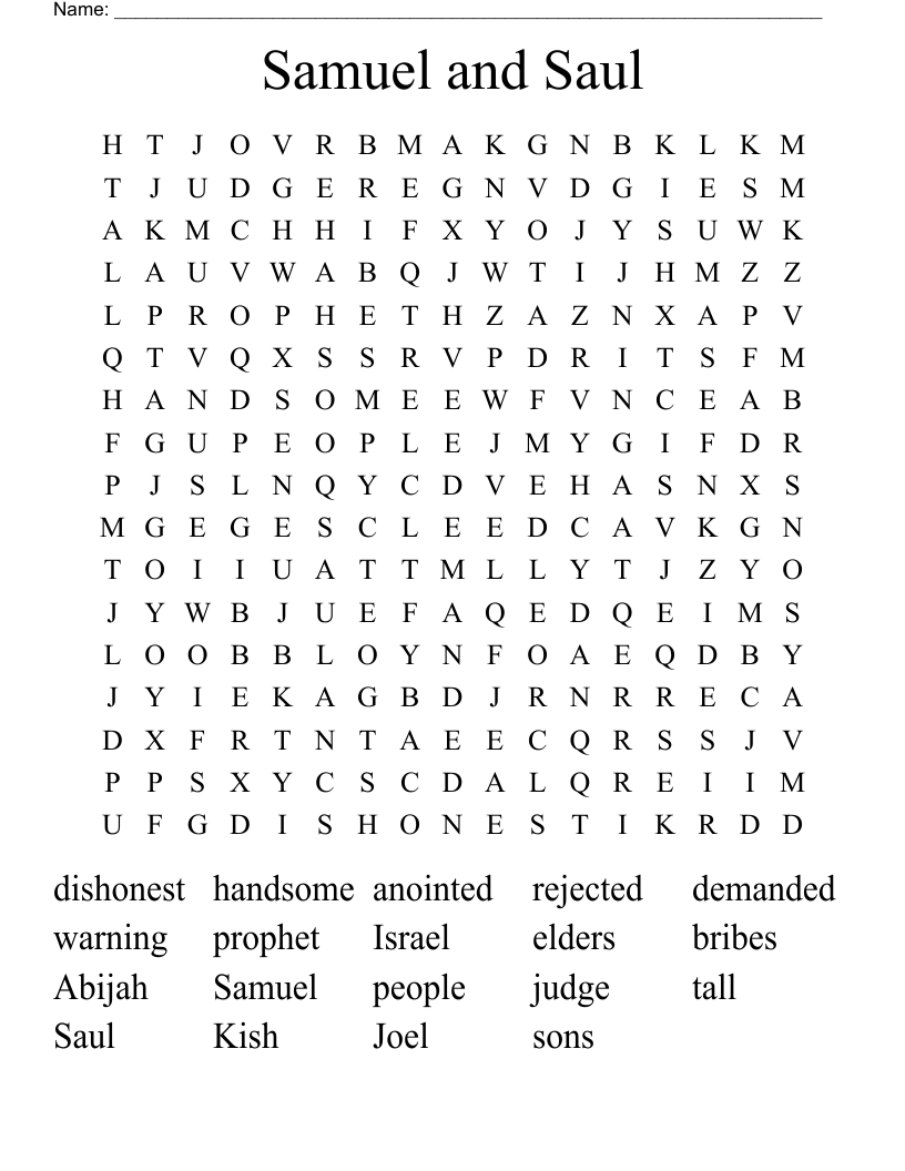 Samuel and Saul Word Search