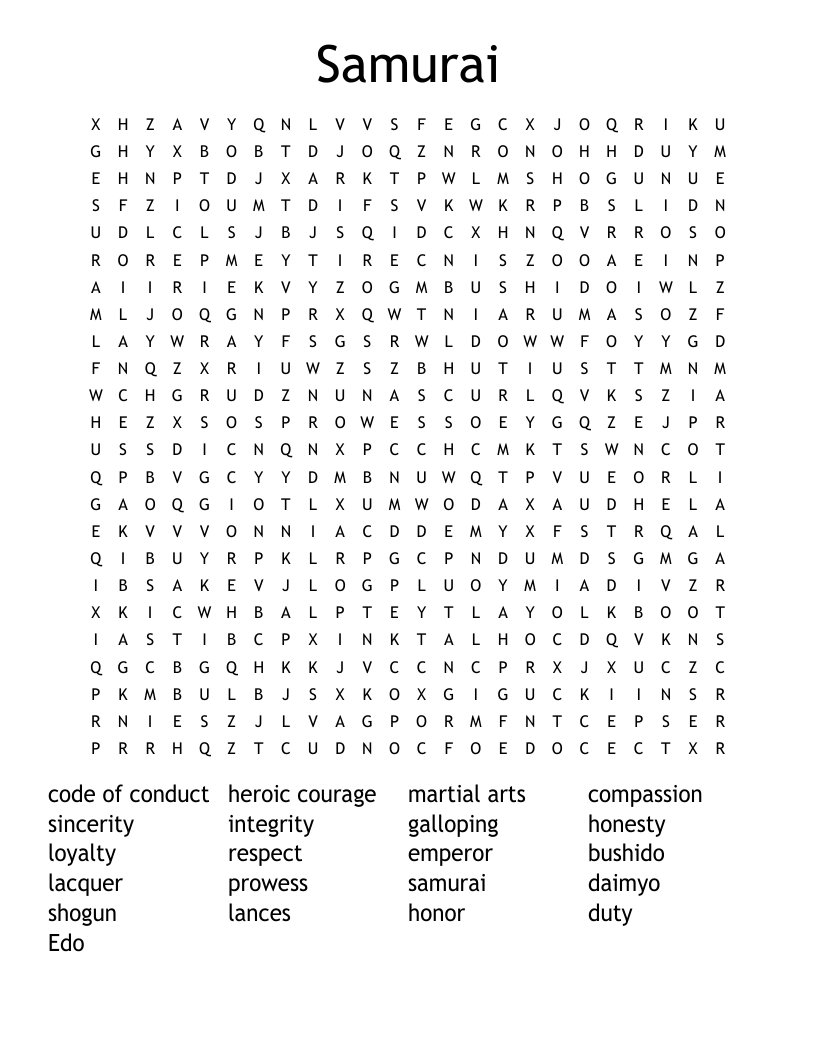 Samurai Word Search