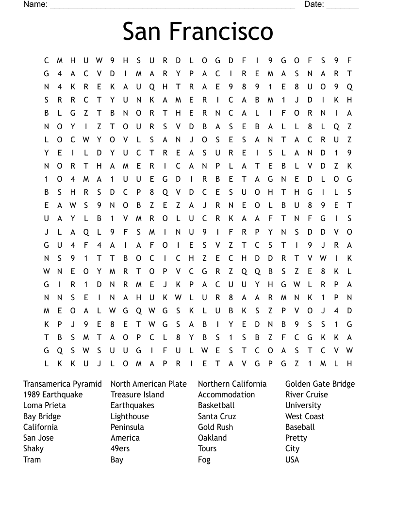 San Francisco Word Search