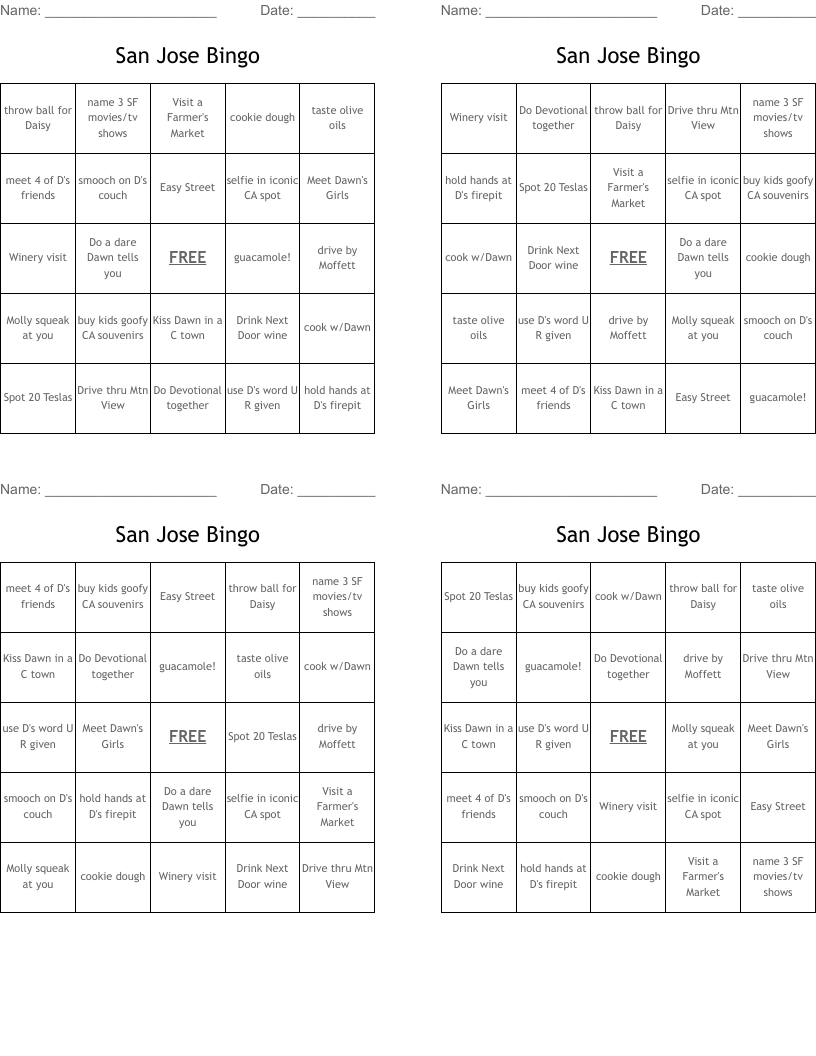 San Jose Bingo