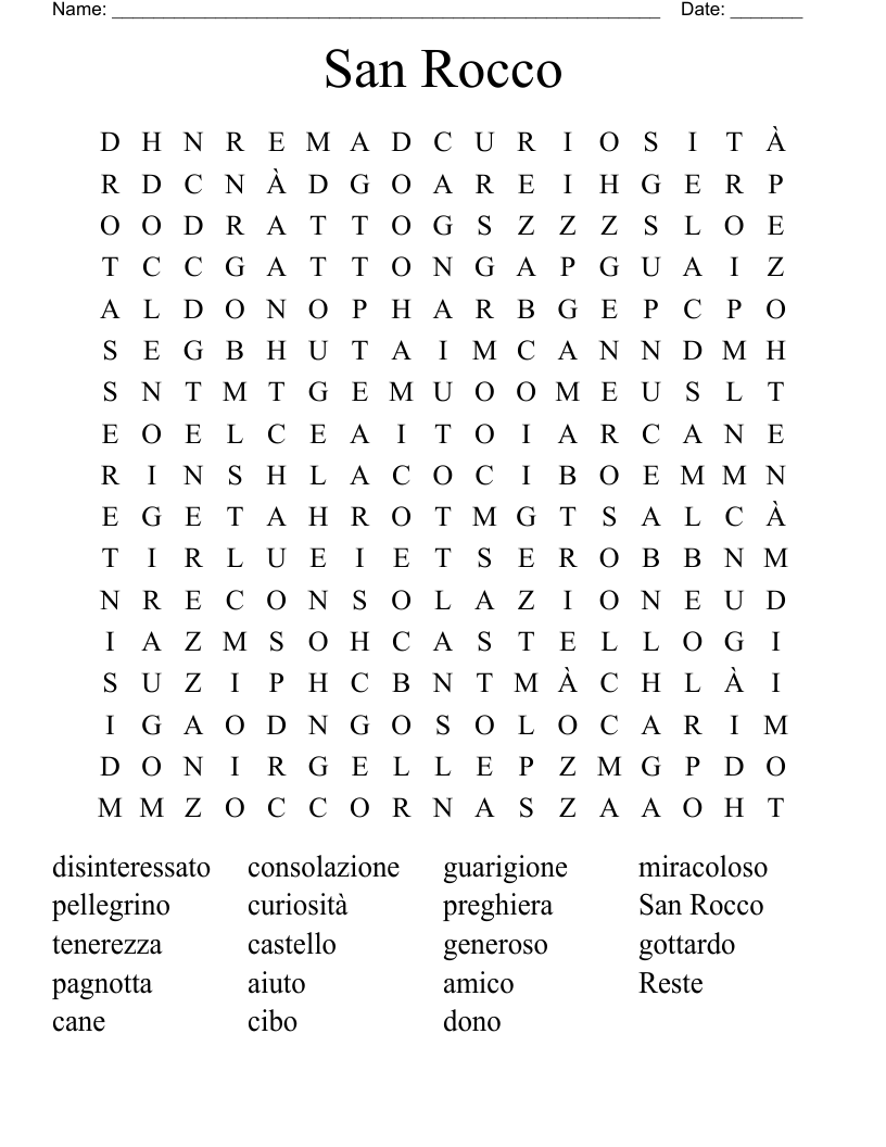 San Rocco Word Search