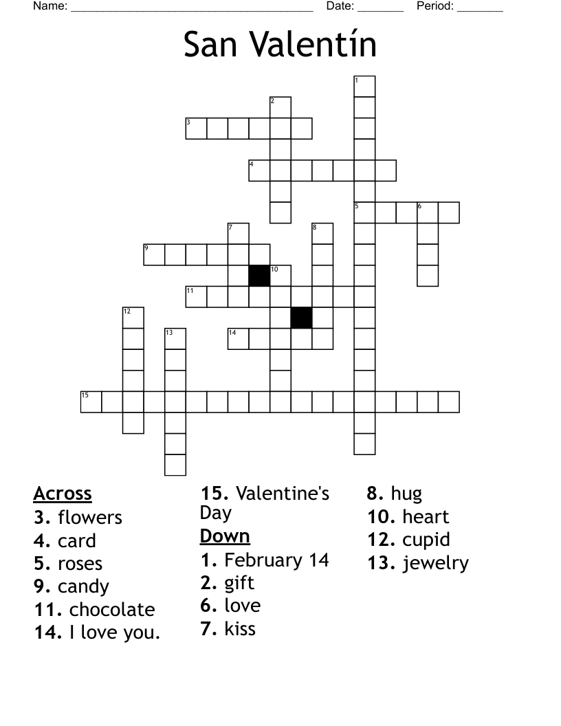 San Valentín Crossword