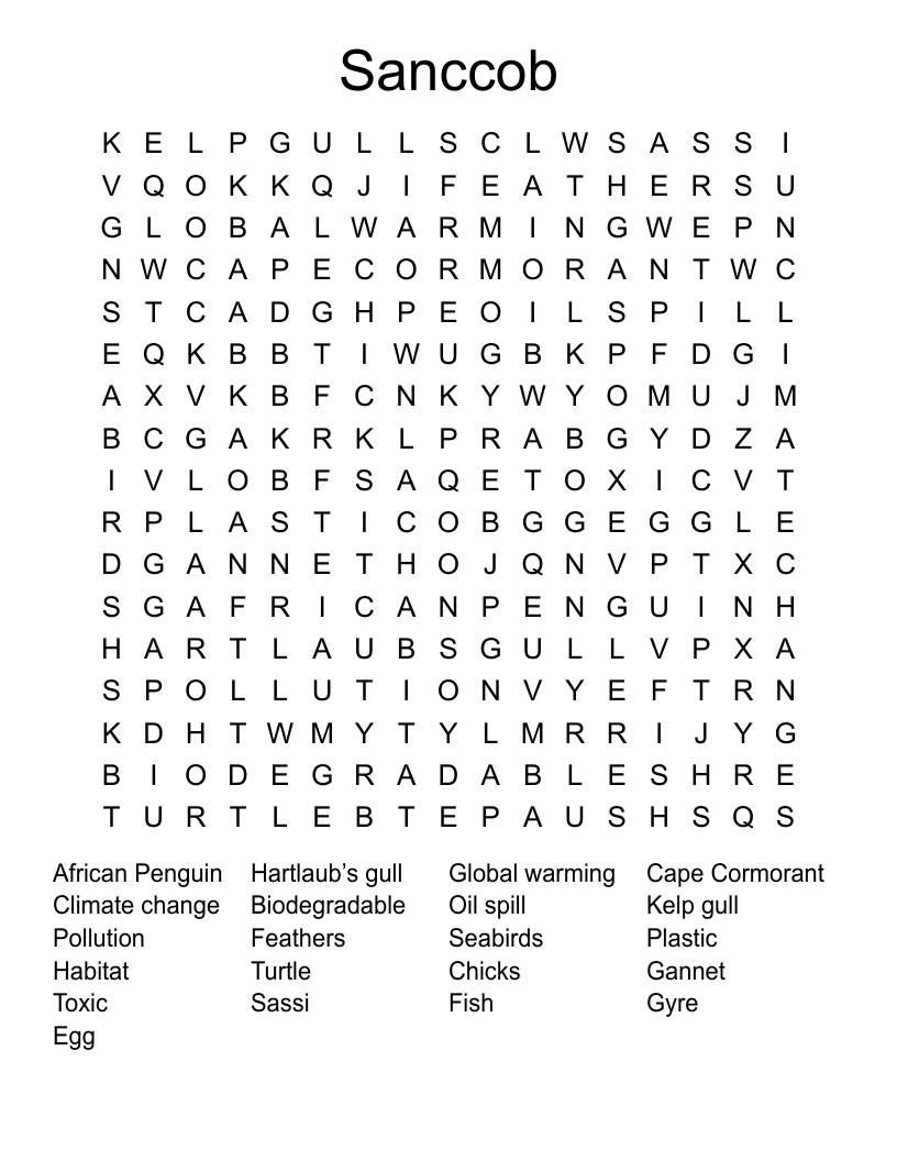 Sanccob Word Search