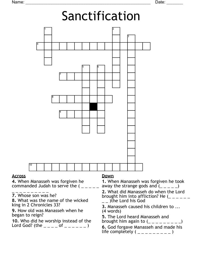 Sanctification Crossword