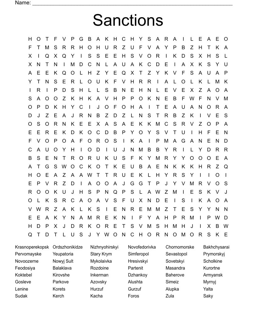 Sanctions Word Search