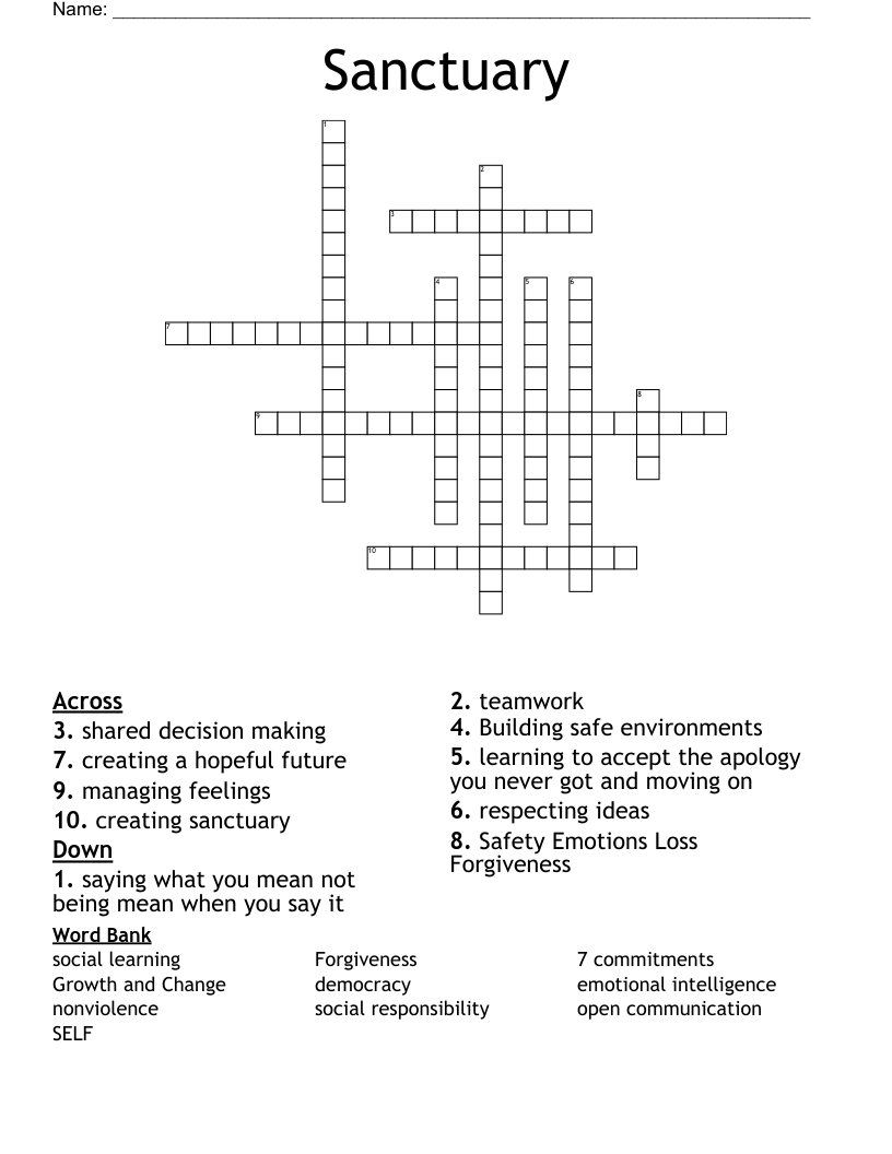 Sanctuary Crossword