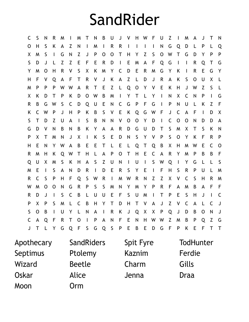 SandRider Word Search