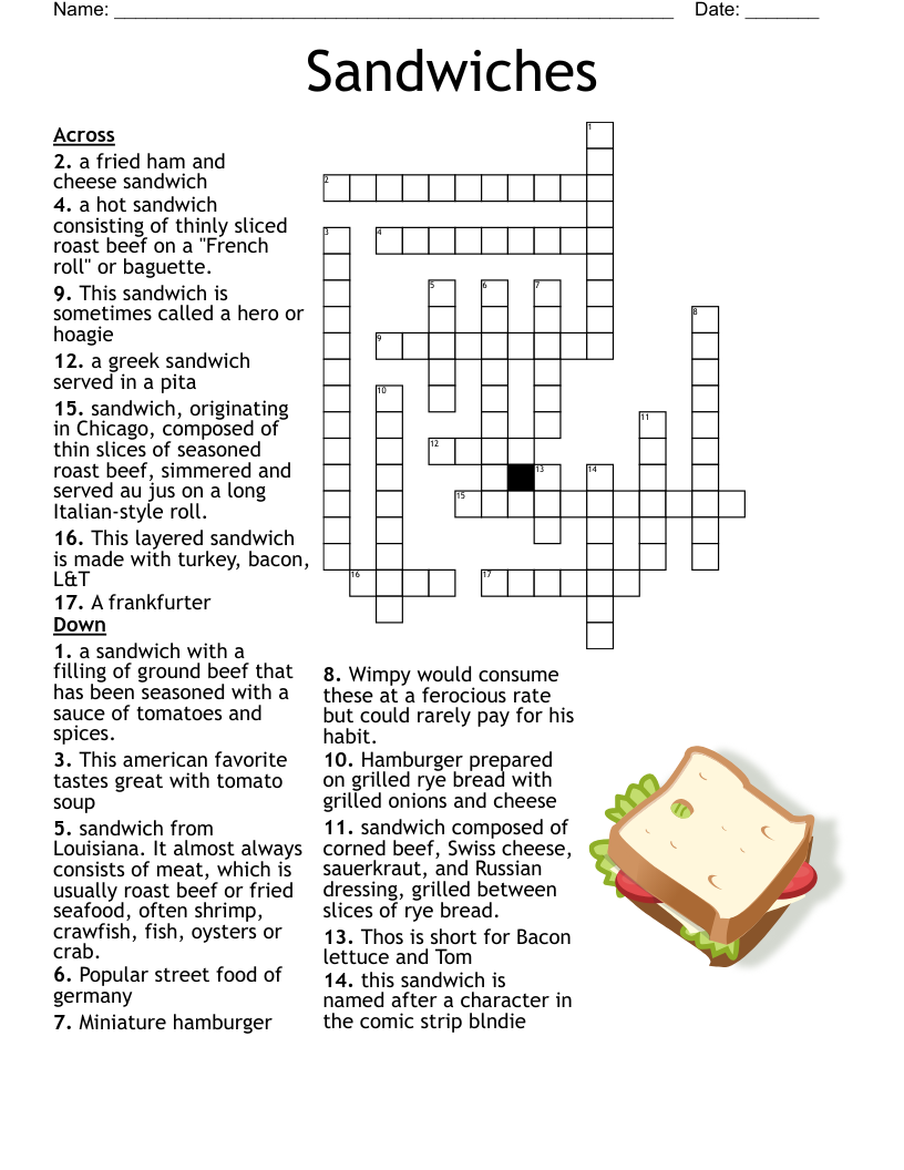 Sandwiches Crossword
