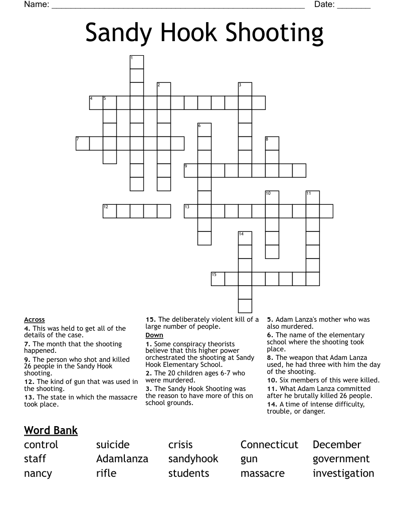 Sandy Hook Shooting Crossword