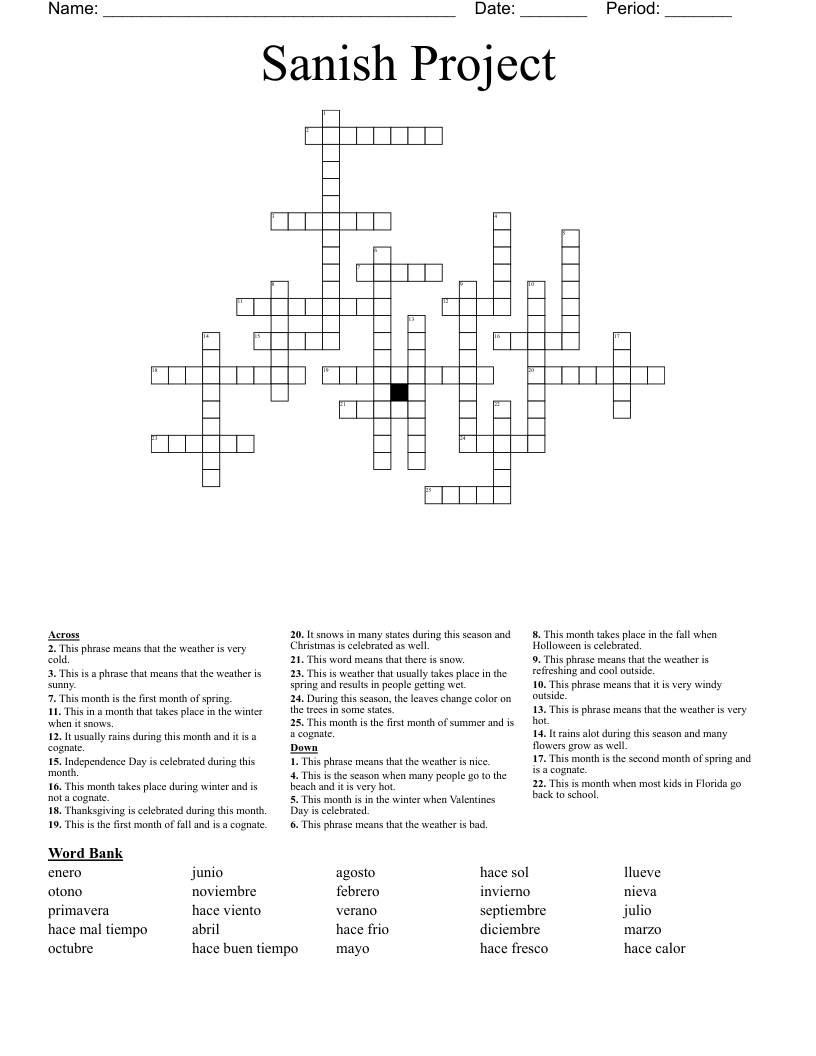 Sanish Project Crossword