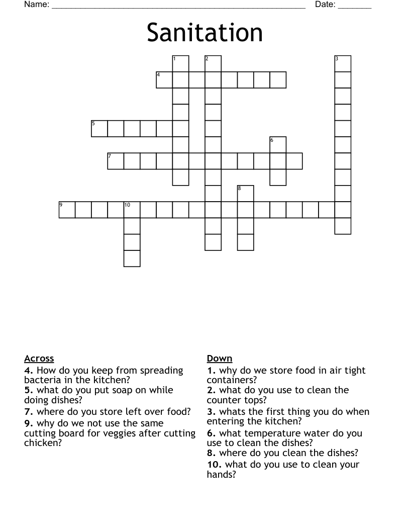 Sanitation Crossword