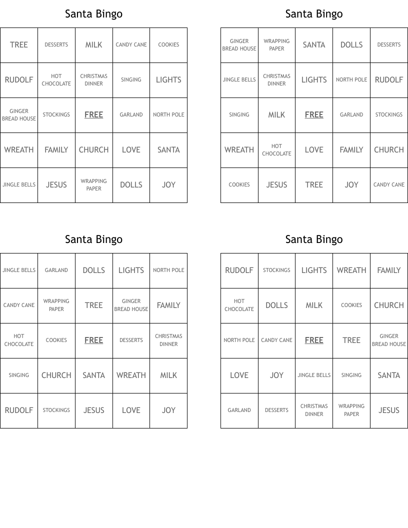 Santa Bingo