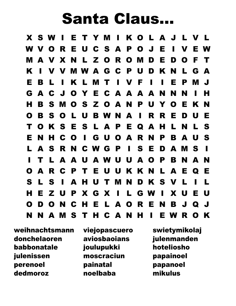Santa Claus... Word Search