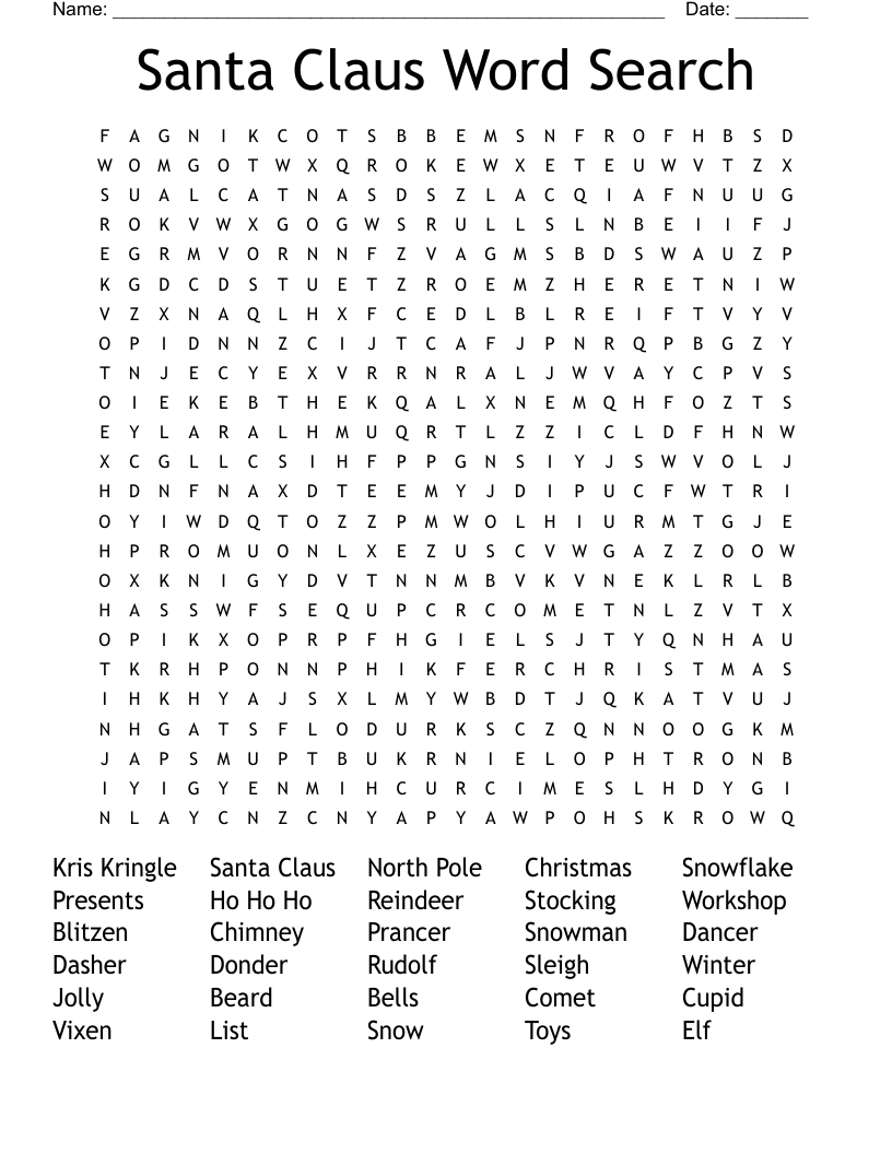 Santa Claus Word Search