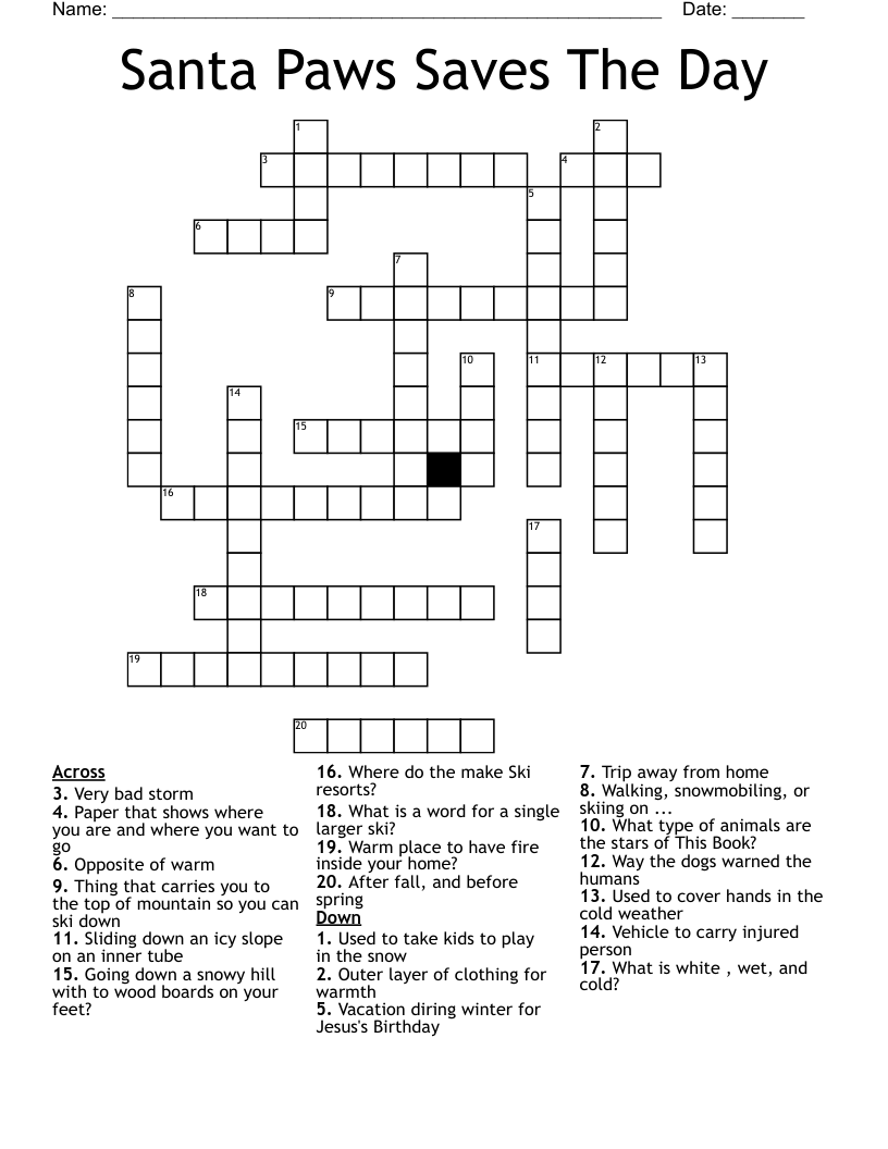 Santa Paws Saves The Day Crossword