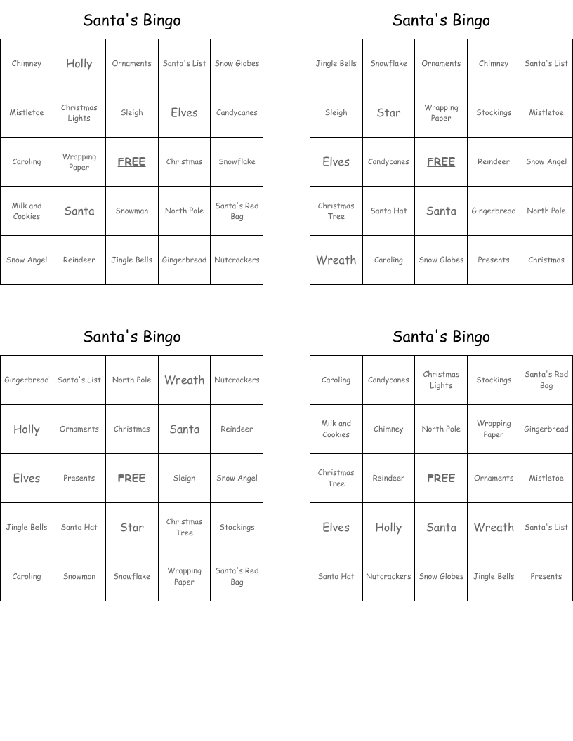 Santa's Bingo
