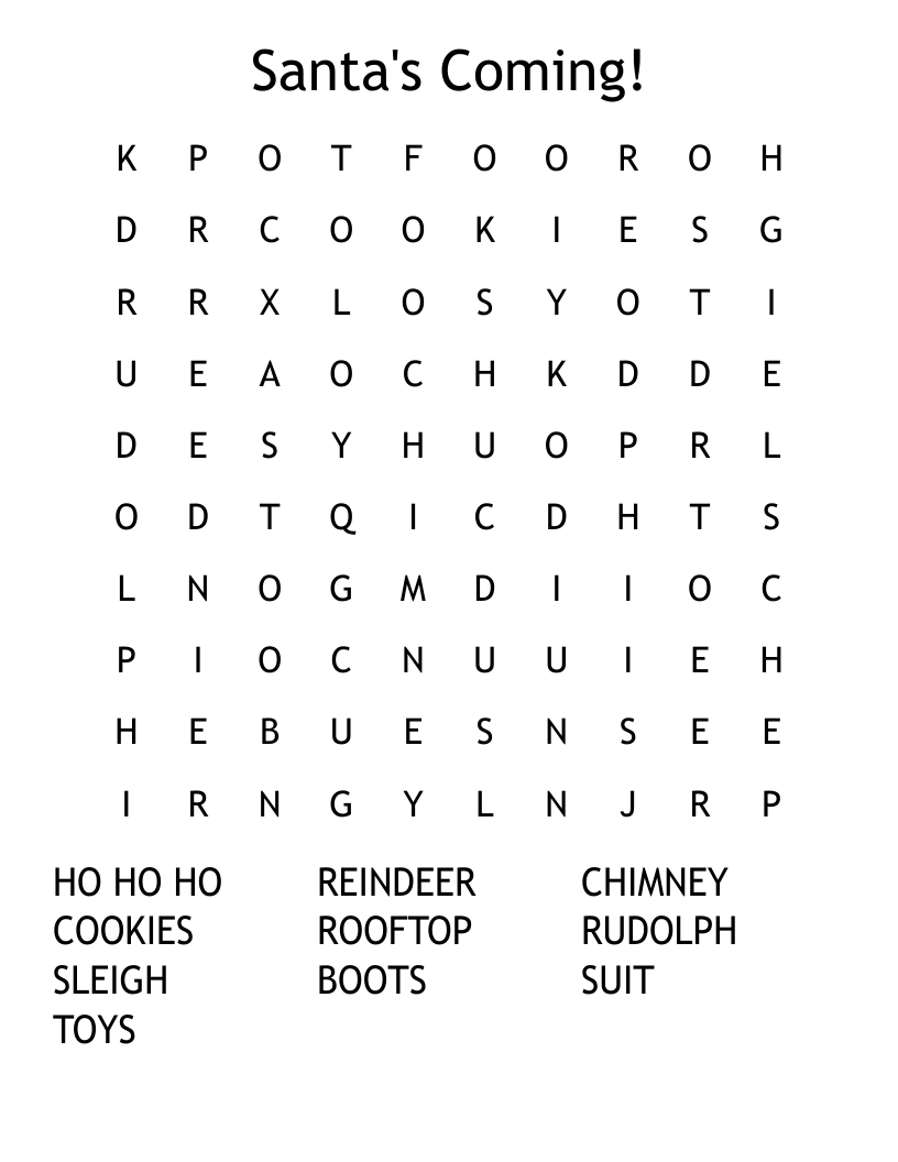 Santa's Coming! Word Search