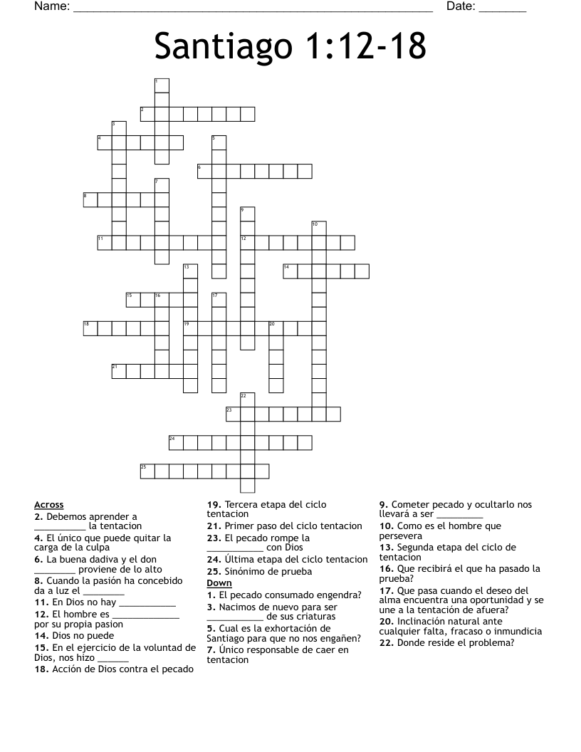 Santiago 1:12-18 Crossword