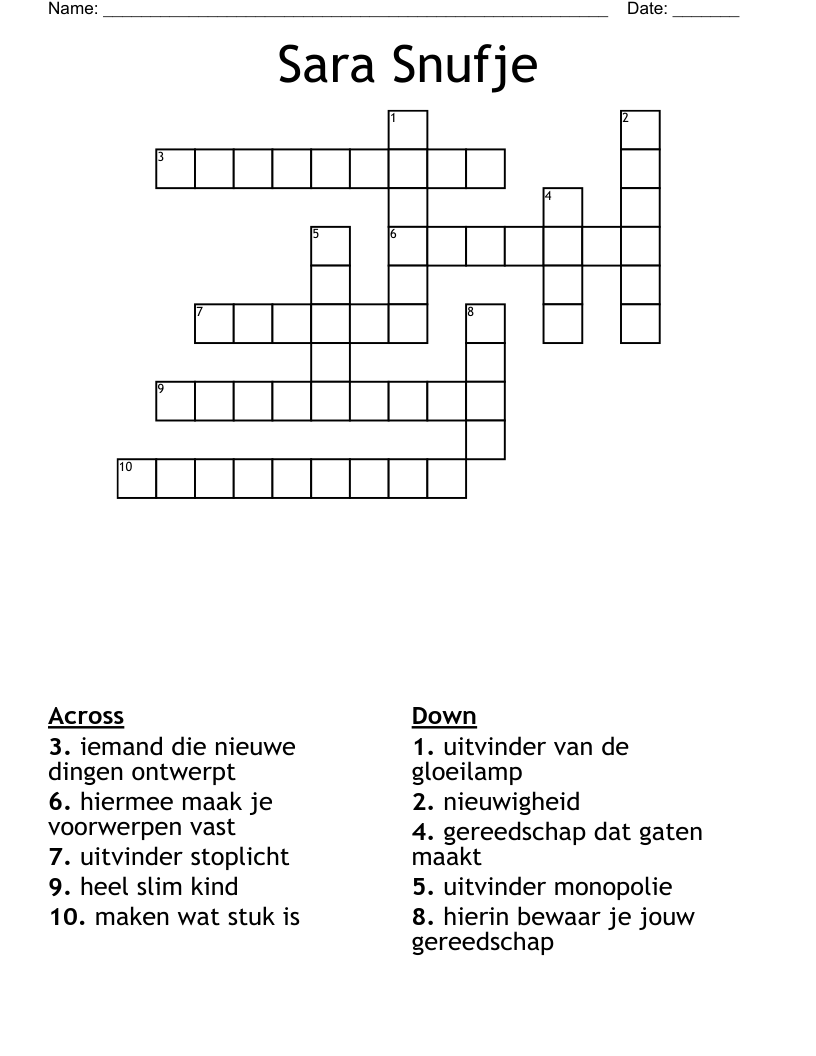 Sara Snufje Crossword
