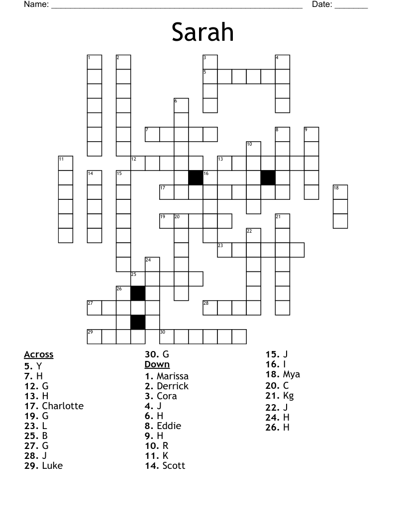 Sarah Crossword