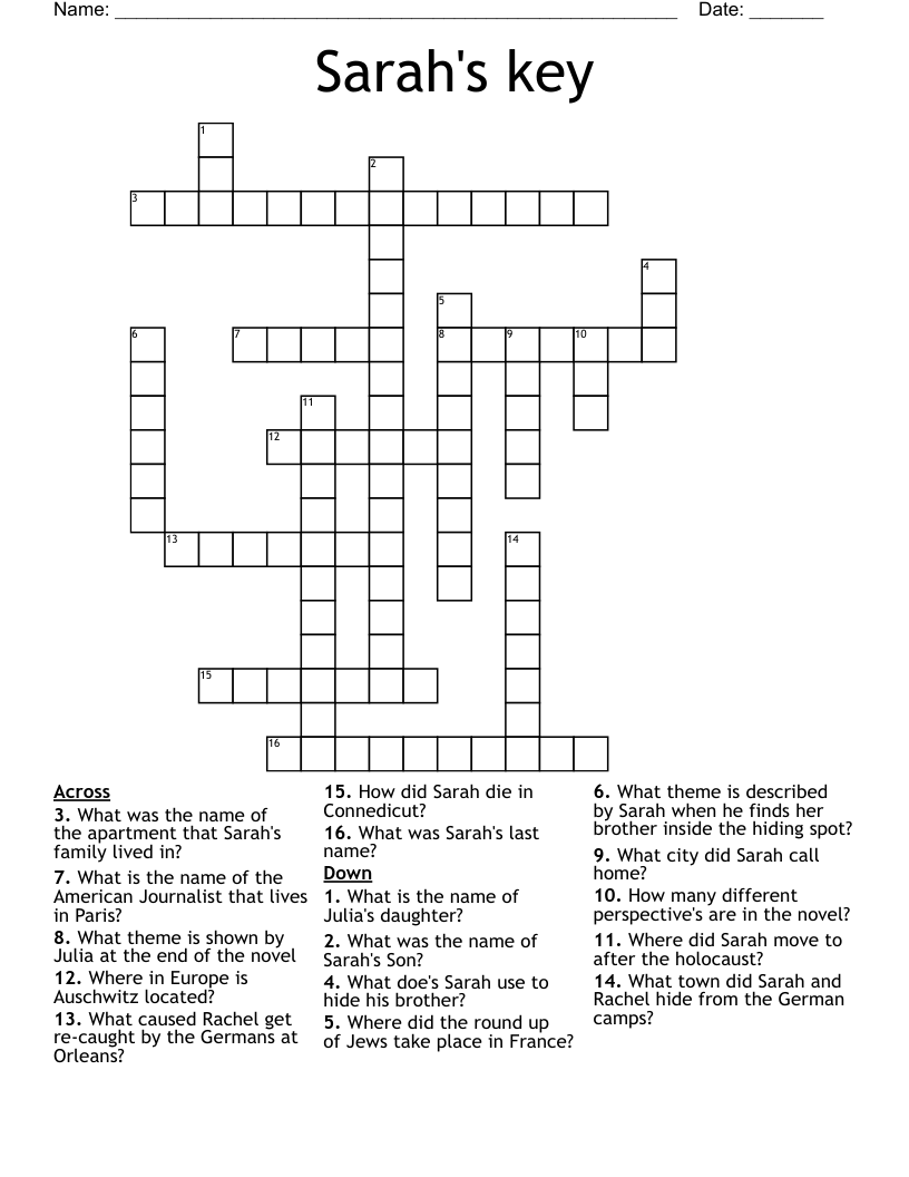 Sarah's key Crossword