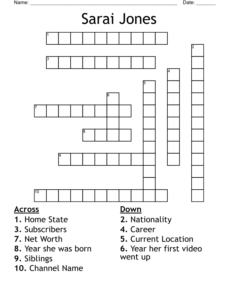Sarai Jones Crossword