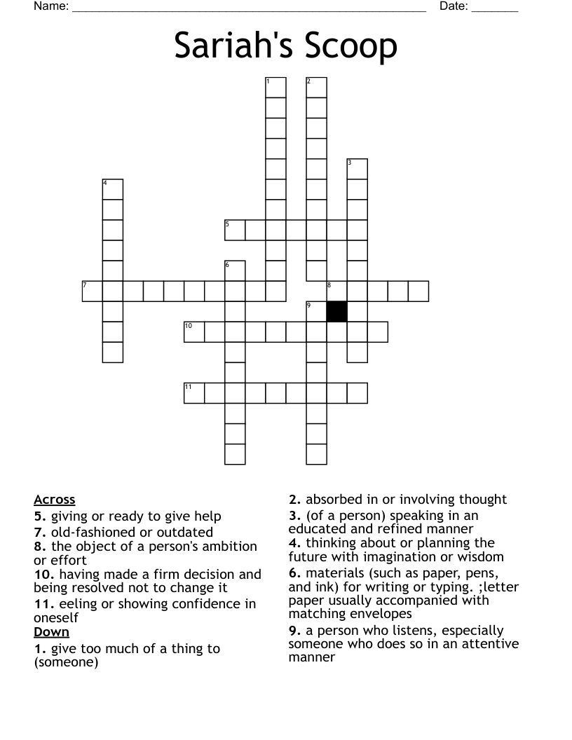 Sariah's Scoop Crossword