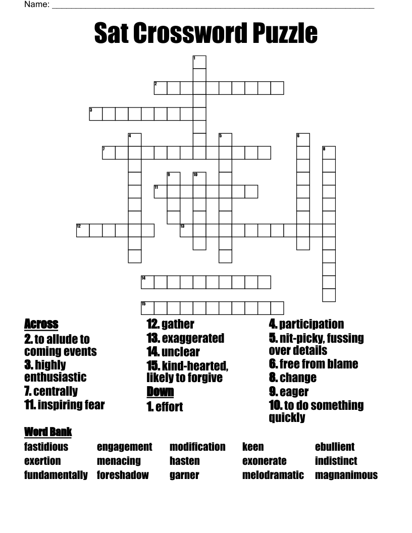 Sat Crossword Puzzle
