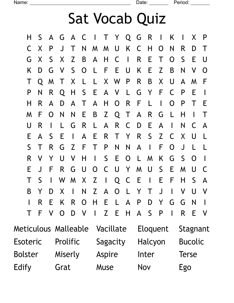 Sat Vocab Quiz Word Search