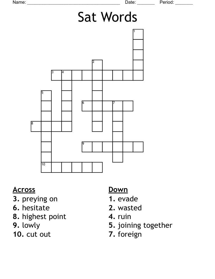 Sat Words Crossword