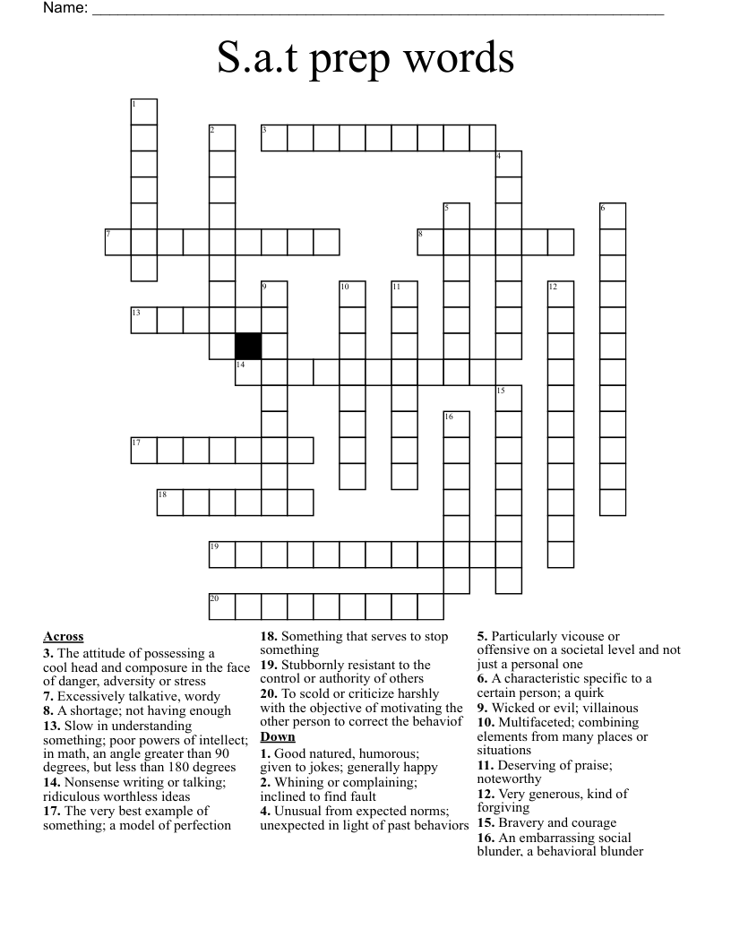 S.a.t prep words Crossword