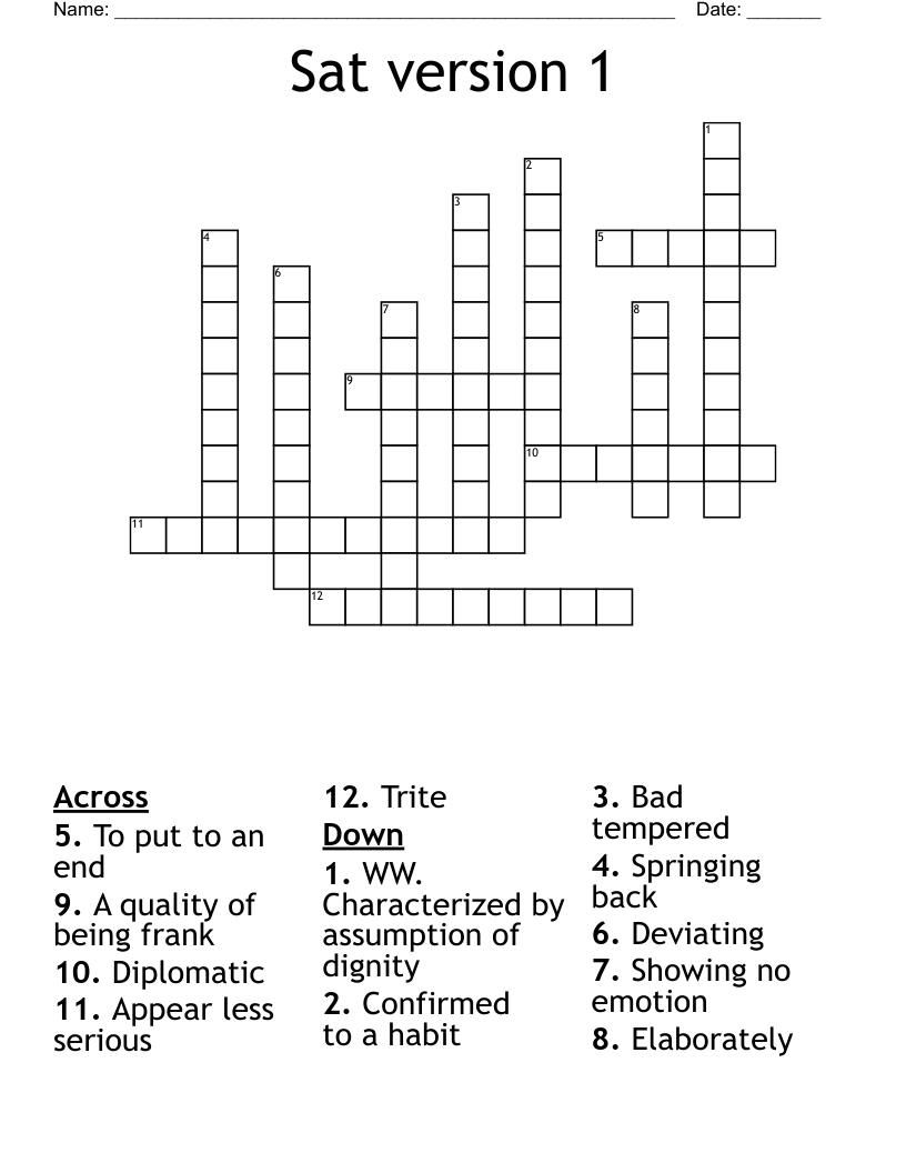 Sat version 1 Crossword