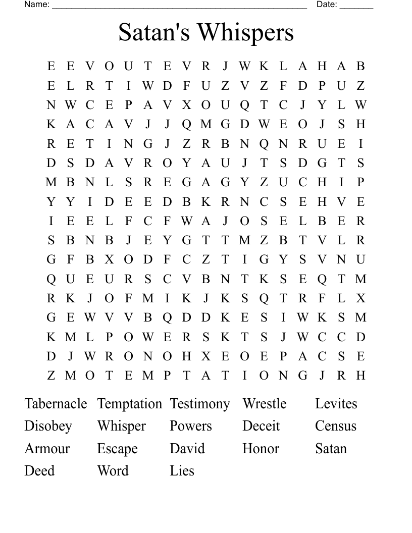 Satan's Whispers Word Search