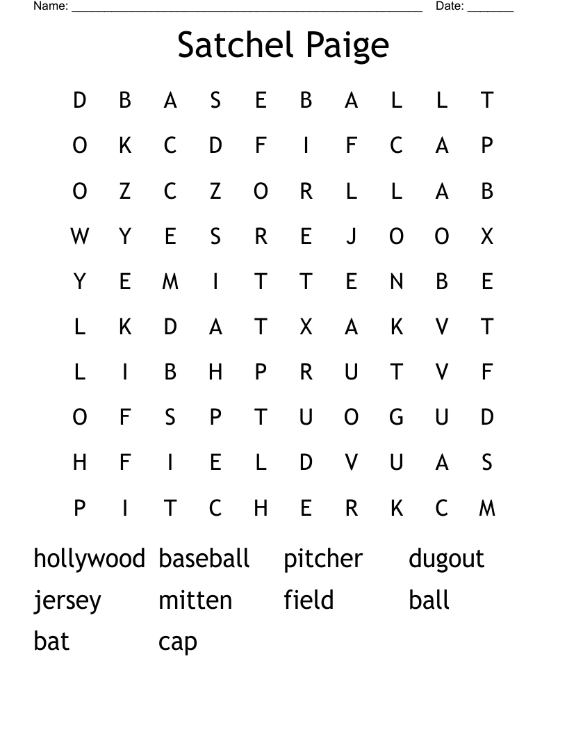 Satchel Paige Word Search