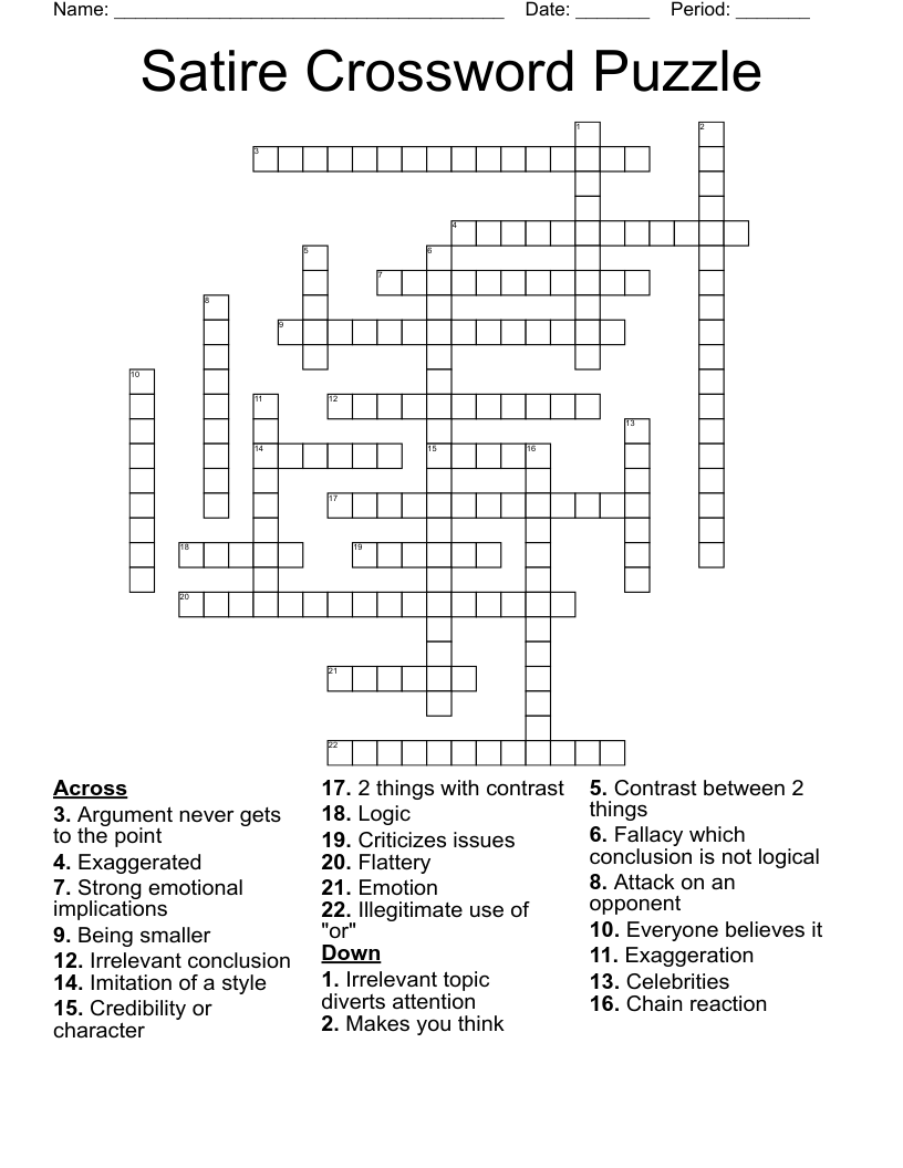 Satire Crossword Puzzle