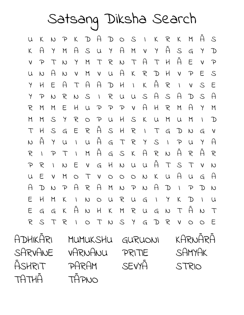 Satsang Diksha Search  Word Search