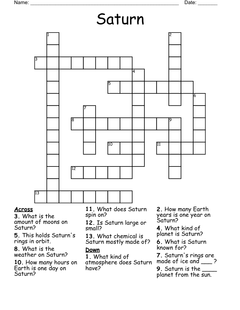 Saturn Crossword
