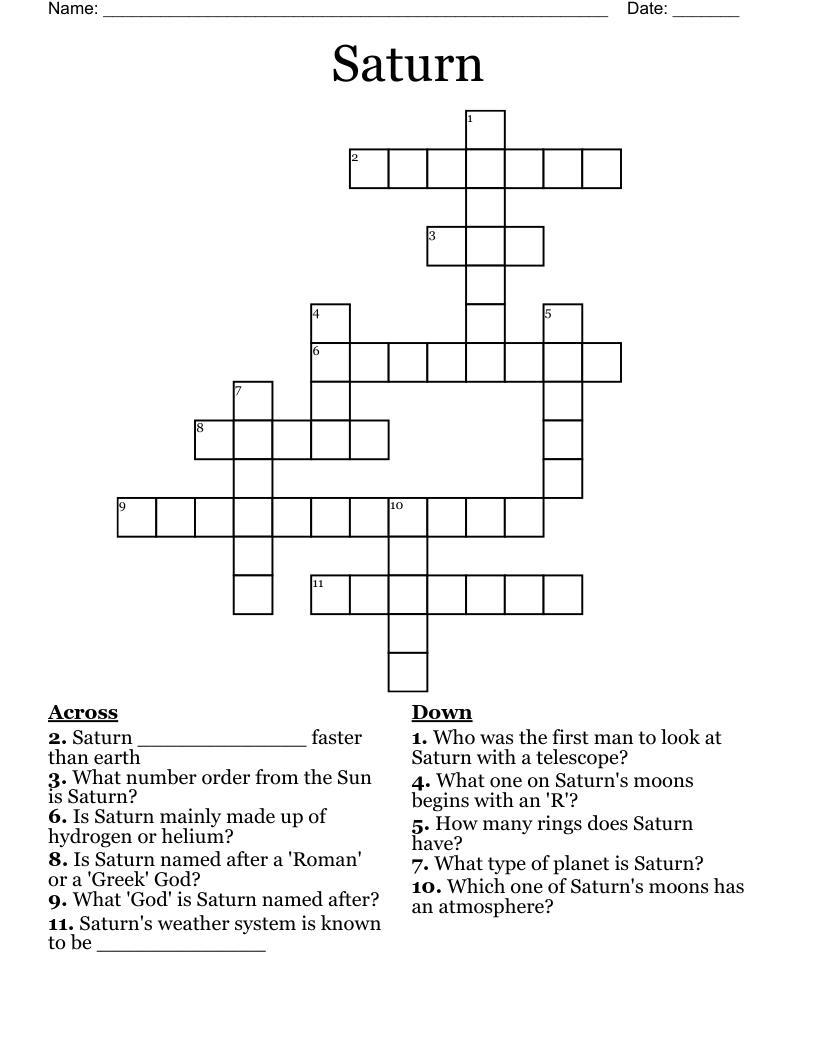 Saturn Crossword