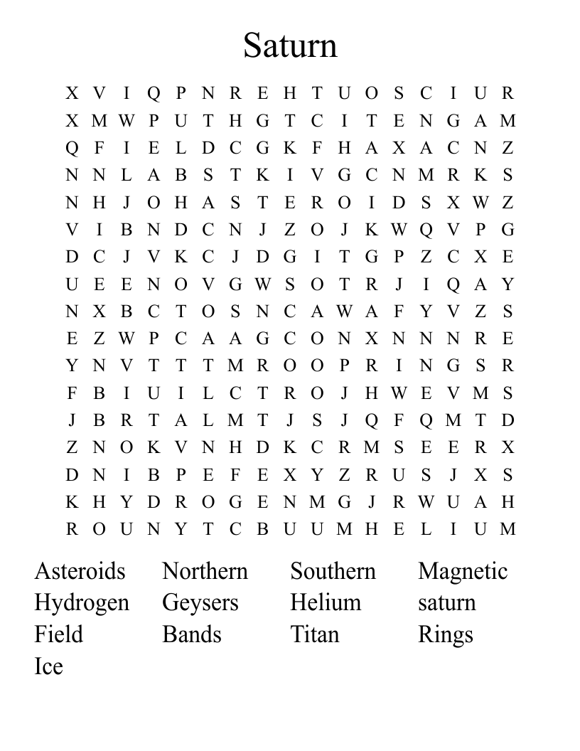 Saturn Word Search