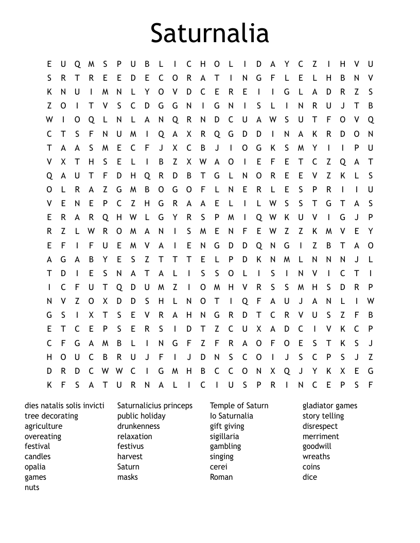 Saturnalia Word Search