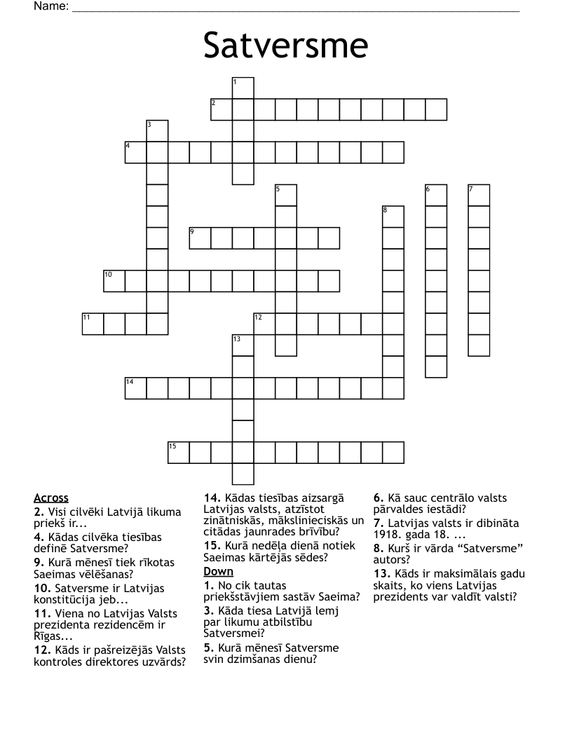 Satversme Crossword