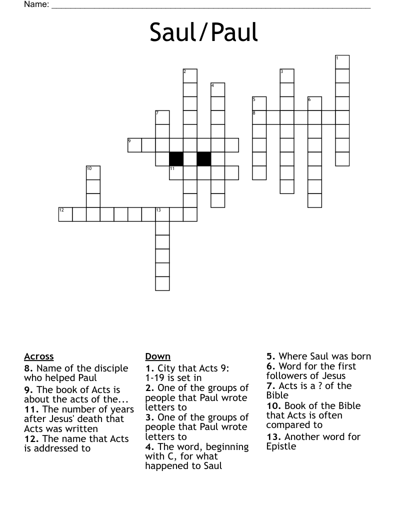 Saul/Paul Crossword