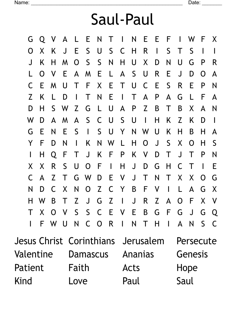 Saul-Paul Word Search