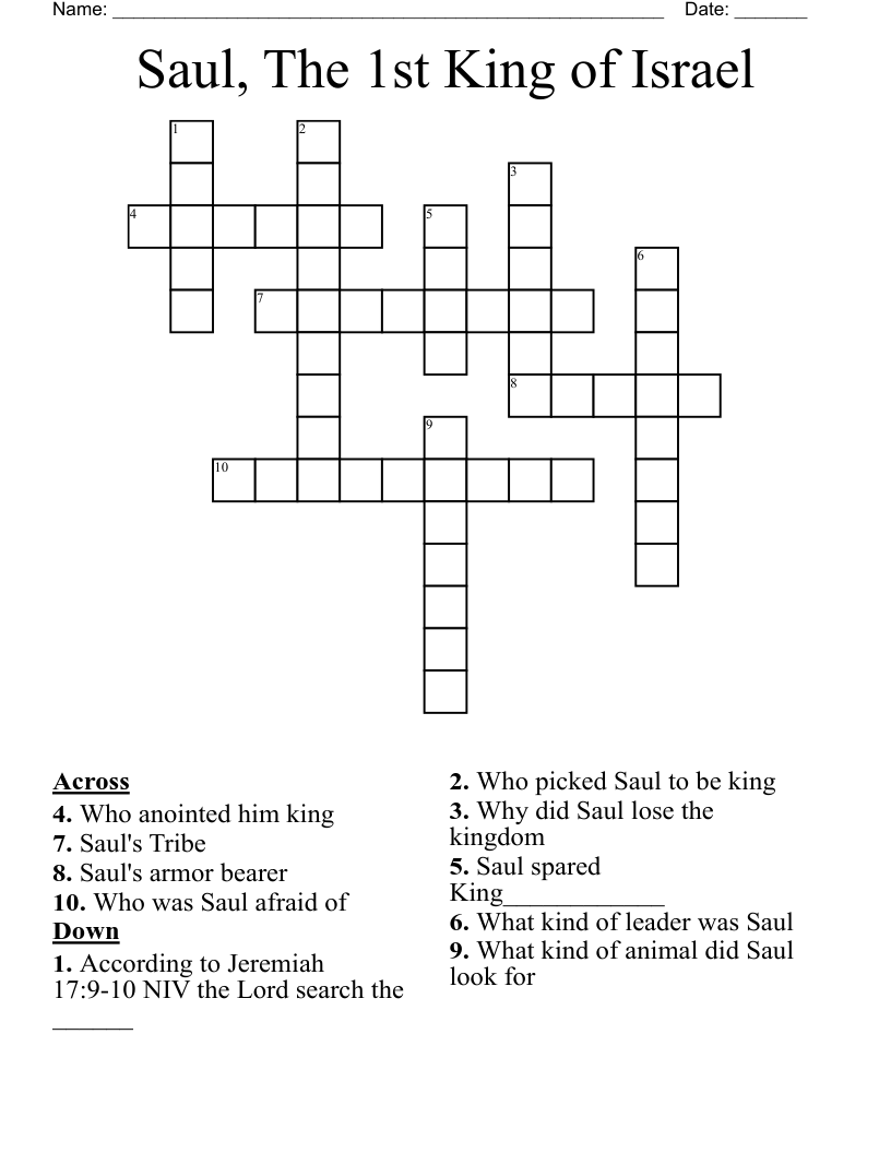 Saul, The 1st King of Israel Crossword