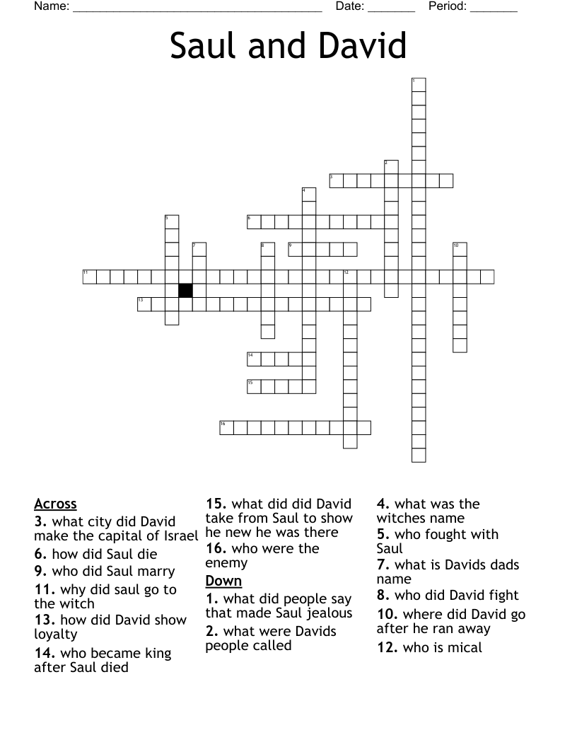 Saul and David  Crossword