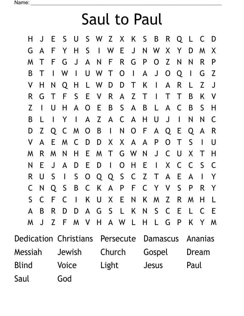 Saul to Paul Word Search