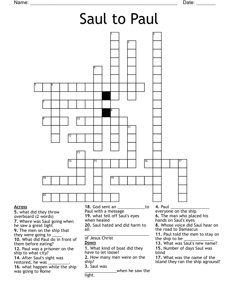 Saul to Paul Crossword