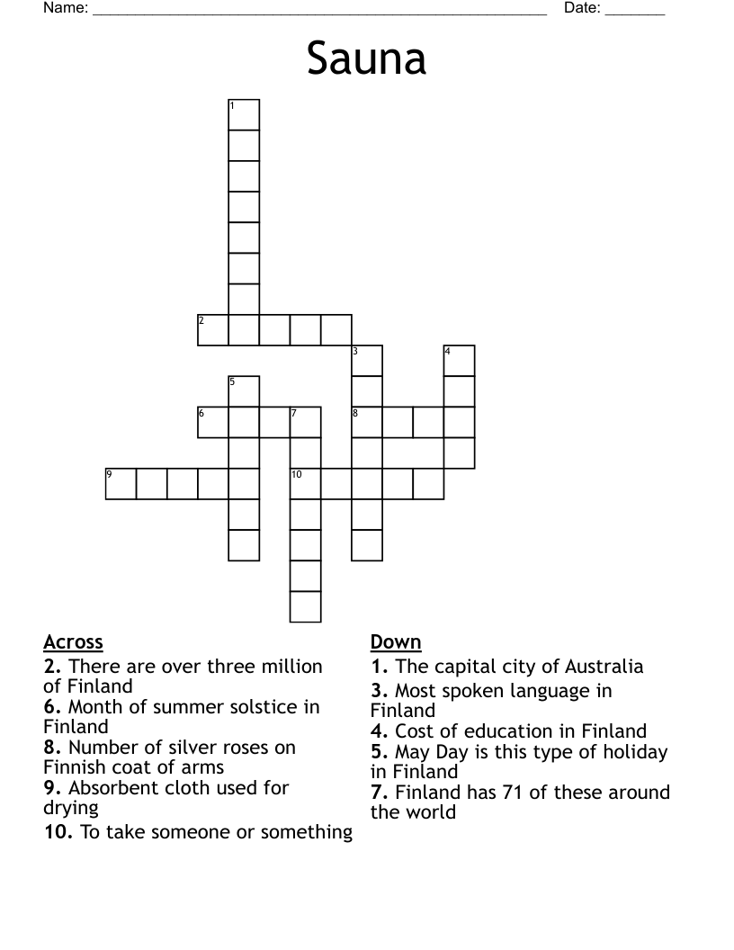 Sauna Crossword