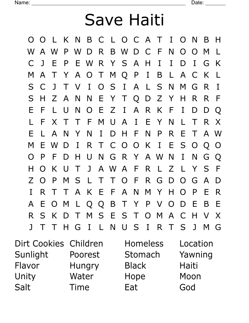 Save Haiti Word Search