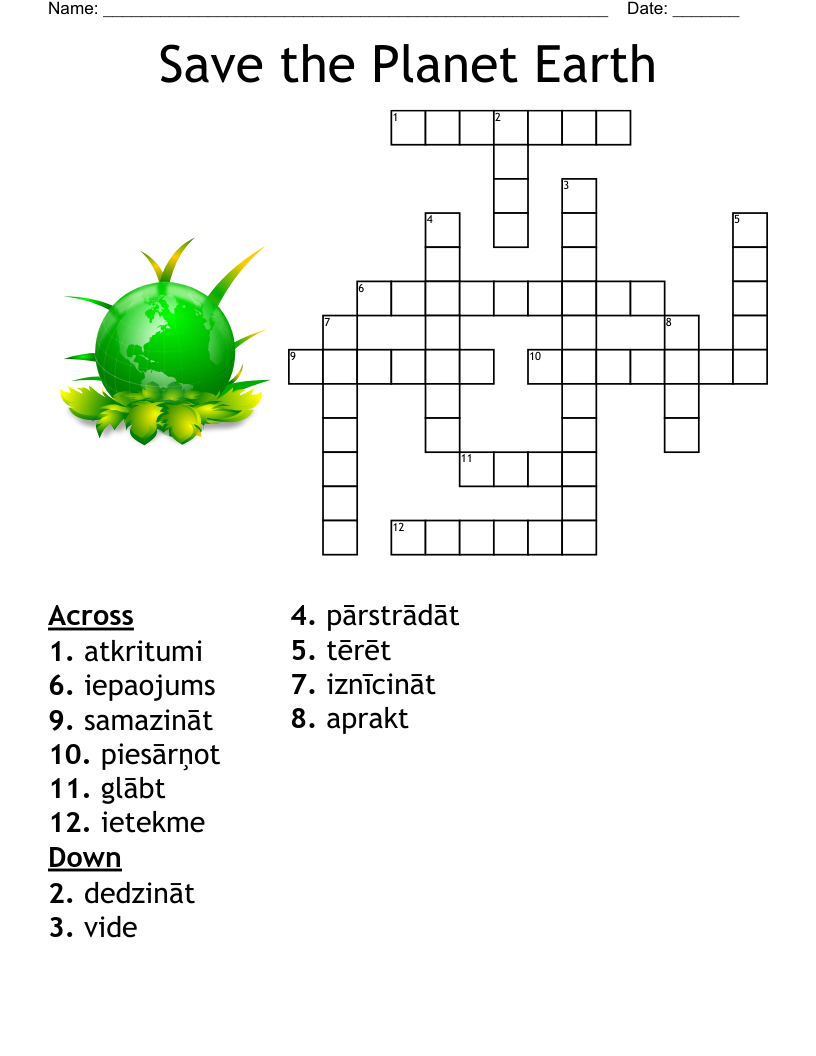 Save the Planet Earth Crossword